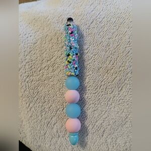 Pastel Blue & Pink Beaded Silicone Stylus